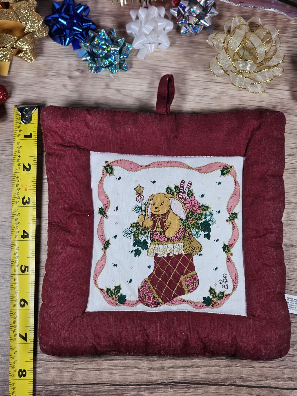 Handmade Quilted Bear Stocking Hanging Christmas Ornament