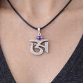 Vintage Om Pendant Necklace with Amethyst Stone
