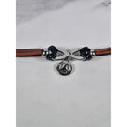 Vintage Petite Leather Peace Sign Bracelet Silver Tone Boho Jewelry
