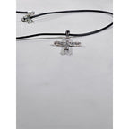 Vintage Sterling Silver Cross Necklace with CZ Stones Pendant