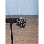 Vintage Black Beaded Knot Stud Earrings Gold Tone Post Statement