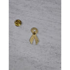 Vintage Pink Ribbon Enamel Pin Gold Tone 1 Inch Awareness Brooch