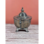 Vintage Silver Plated Creamer with Lid Footed Antique Tableware