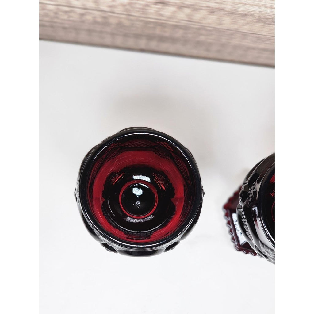 Vintage Avon Cape Cod Ruby Red Wine Goblets Set of 2 1970s Glassware