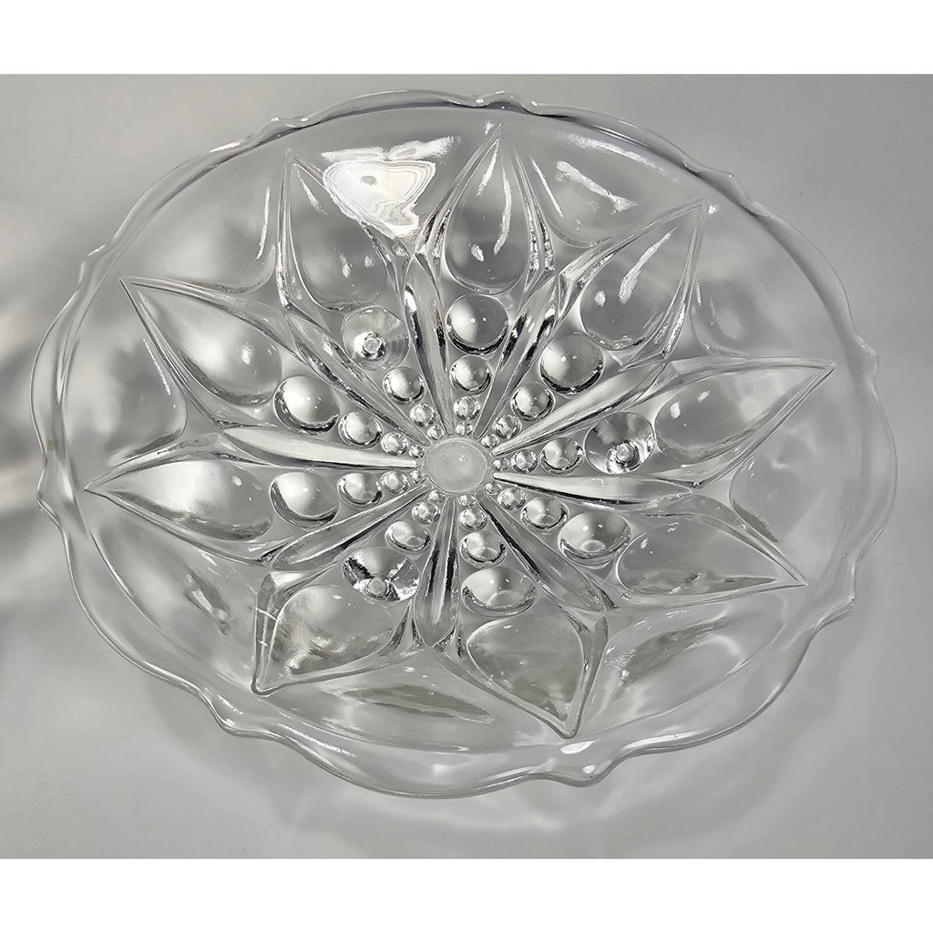 Anchor Hocking Footed Bowl Set Teardrop Dot 1960s Glass