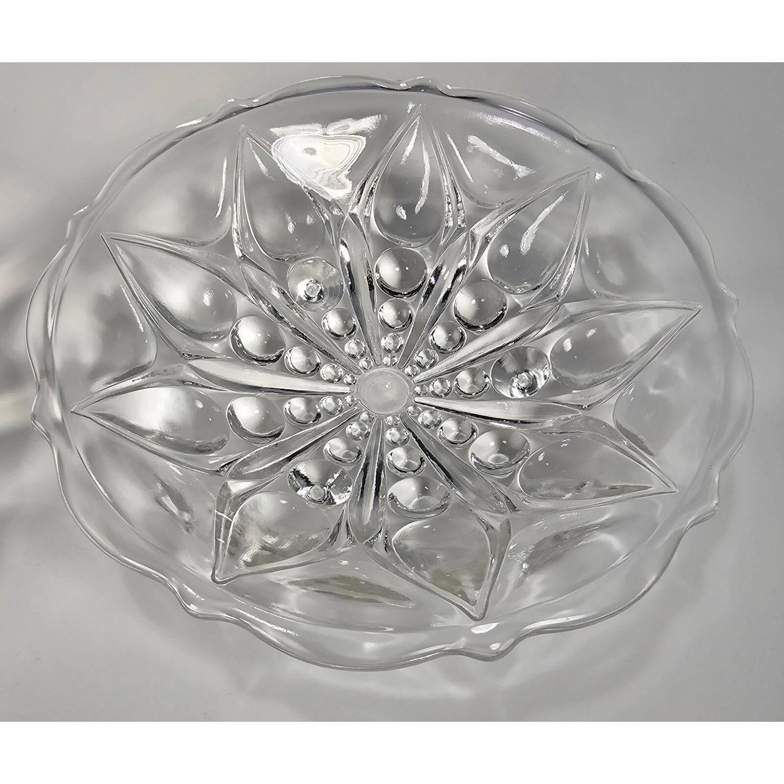 Anchor Hocking Footed Bowl Set Teardrop Dot 1960s Glass