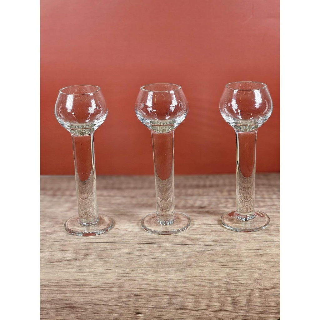 Vintage Crystal Liqueur Shot Glasses Set of 3 Pillar Stem Barware