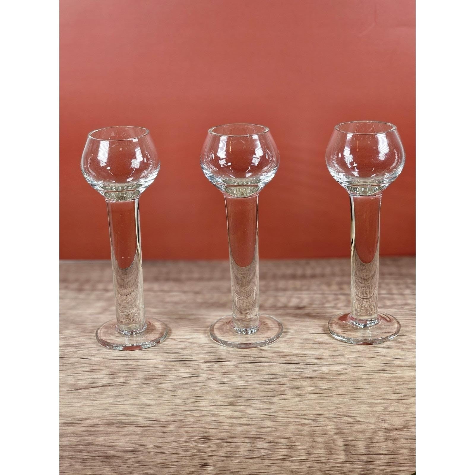 Vintage Crystal Liqueur Shot Glasses Set of 3 Pillar Stem Barware