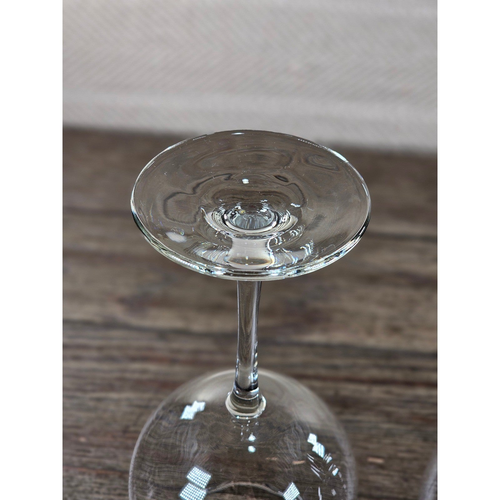 Vintage Clear Bowl Wine Glasses Set of 2 Stemware 8.5" Tall