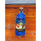 Blue Ceramic Wine Bottle Shaped Serving Dish with Chardonnay Scene NAPA VALLEY