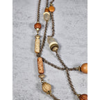 Vintage Multi Strand Beaded Necklace Earth Tone Chain Necklace