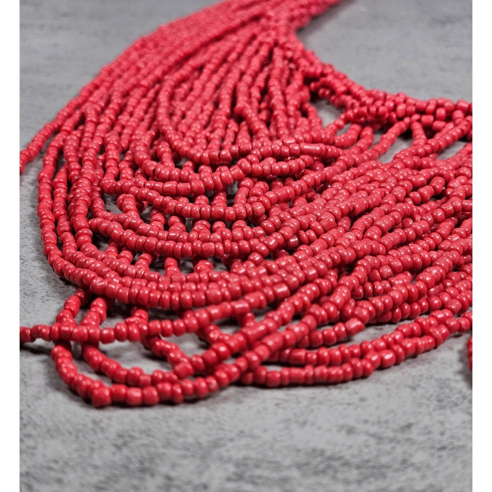 Vintage Multi-Strand Pink Seed Bead Statement Necklace