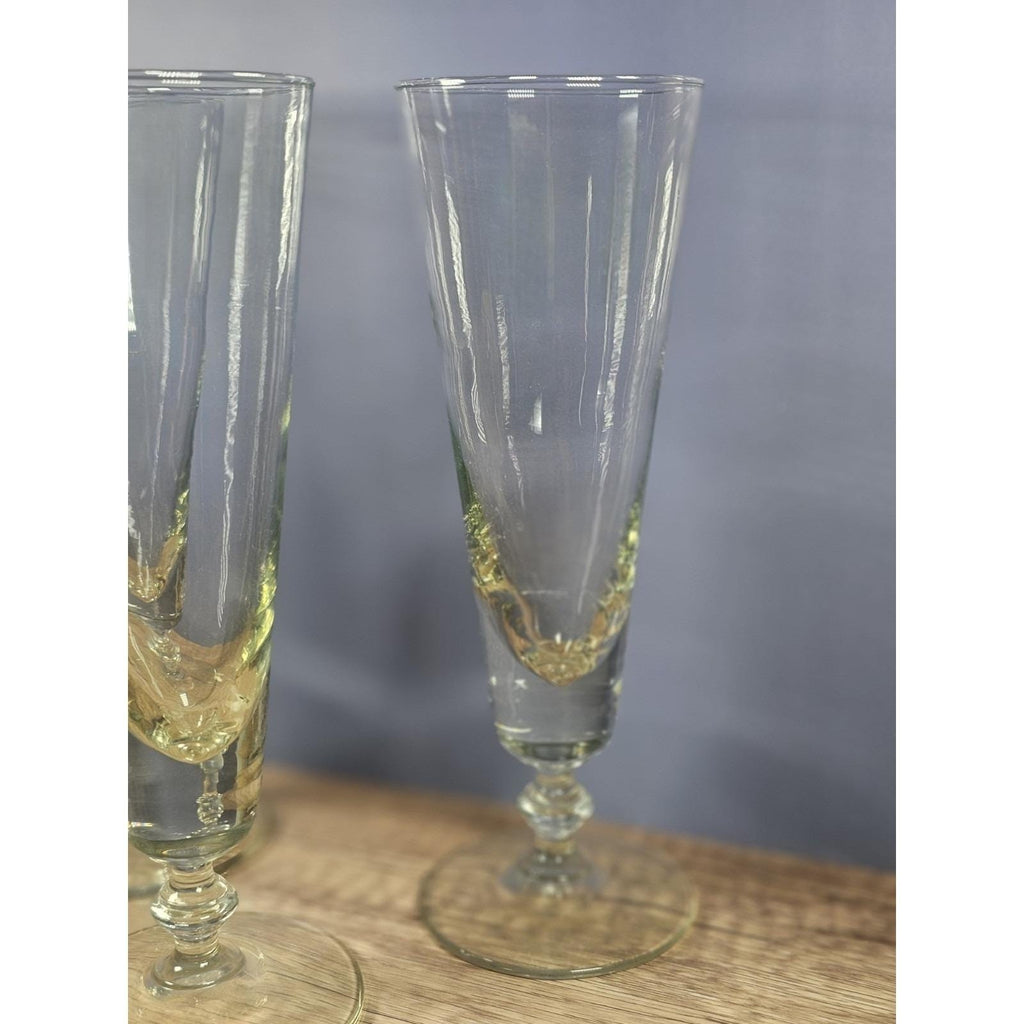 Vintage Pilsner Glasses Set of 3 Pedestal Beer Glass 9 Inch