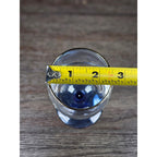 Vintage Blue Stem Wine Glasses Set of 2 Gold Rim Clear Bowl 8 Inch