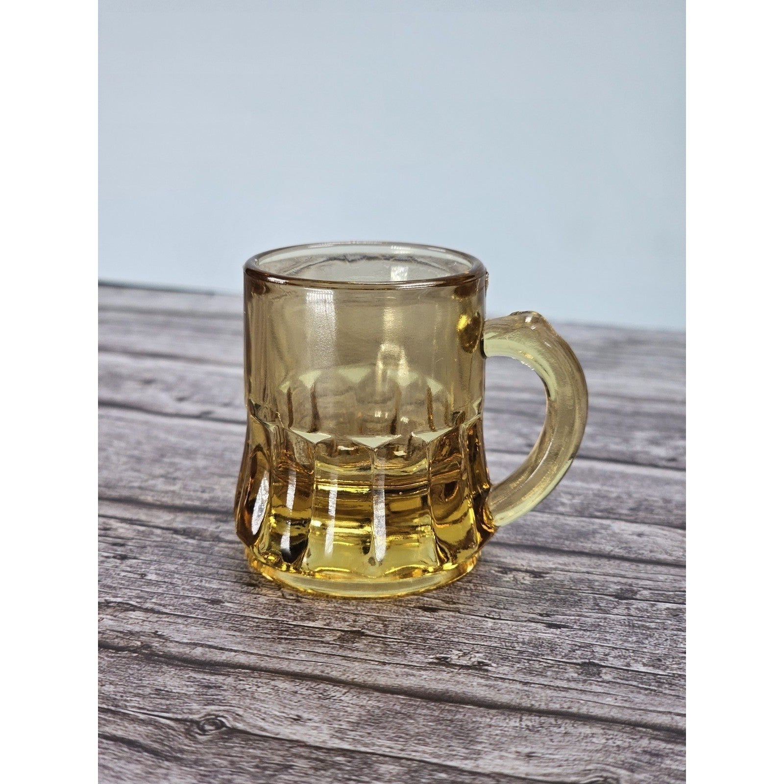 Vintage Federal Amber Mini Beer Mug Shot Glass 1970s Gold Glass