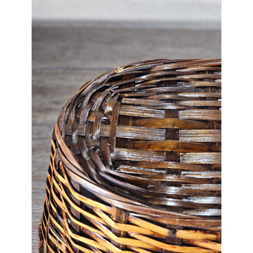 Vintage Woven Basket with Plastic Liner – Rustic Storage or Planter Basket
