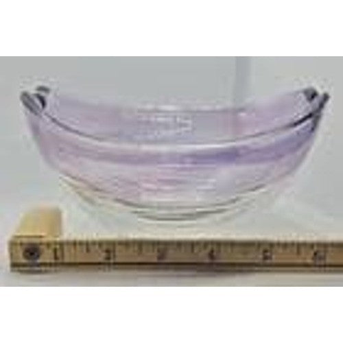 Vintage Ribbed Glass Bowl Purple Satin Edge Serving Dish