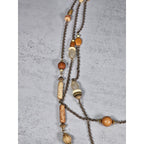 Vintage Multi Strand Beaded Necklace Earth Tone Chain Necklace