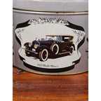 Vintage Classic Car Cookie Tin Empty Round Metal Motorcars from the Classic Era