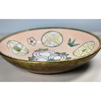 Vintage Hand-Painted Macau Floral Trinket Dish with Gold Rim