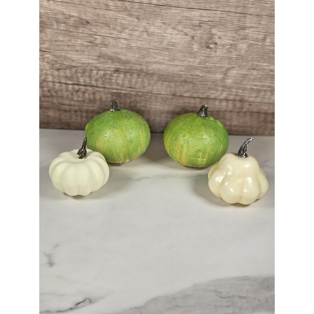 Set of 4 Mini Artificial Pumpkins & Gourds Autumn Fall Table Decor