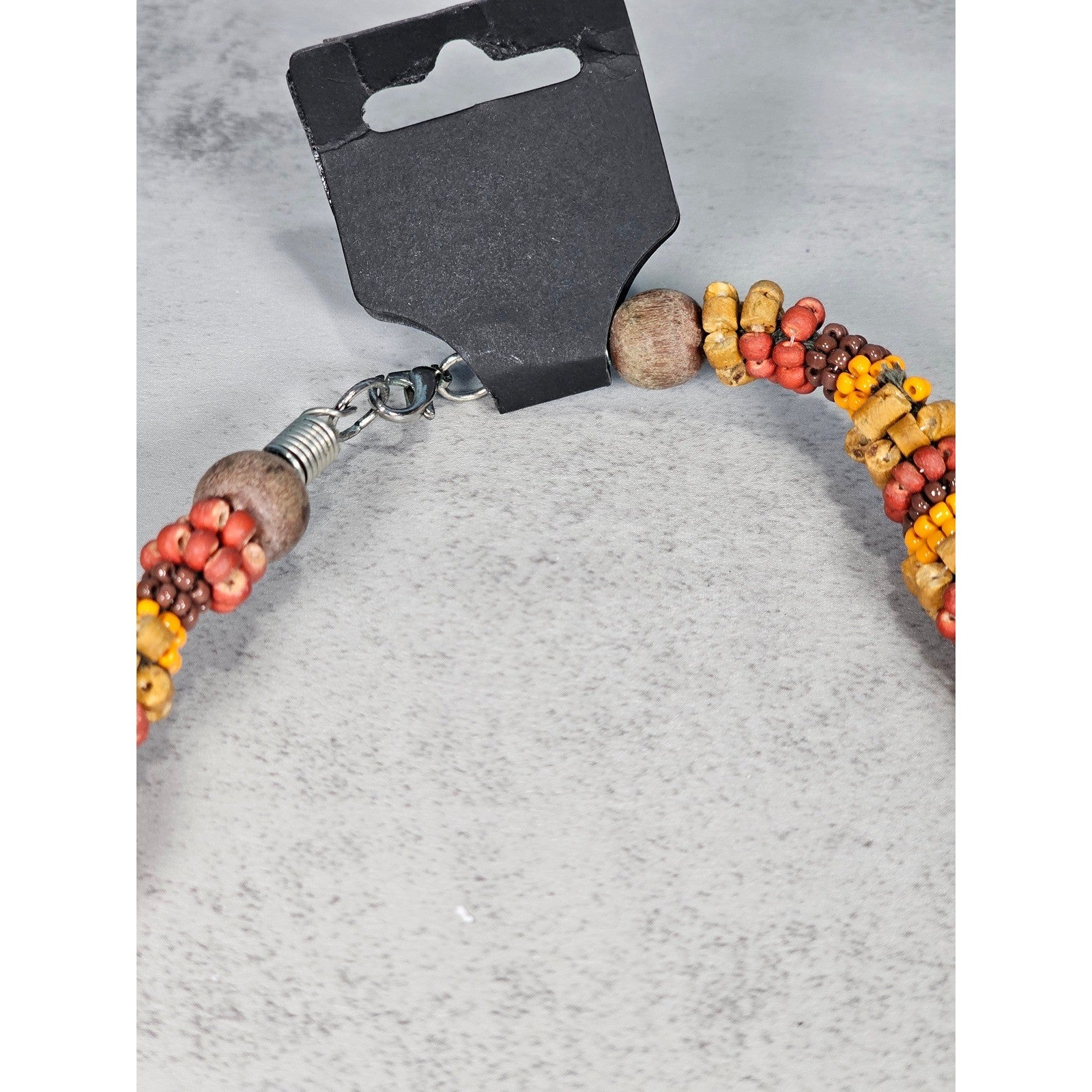 Vintage Handmade Multicolor Beaded Necklace | Earth Tone Statement Jewelry