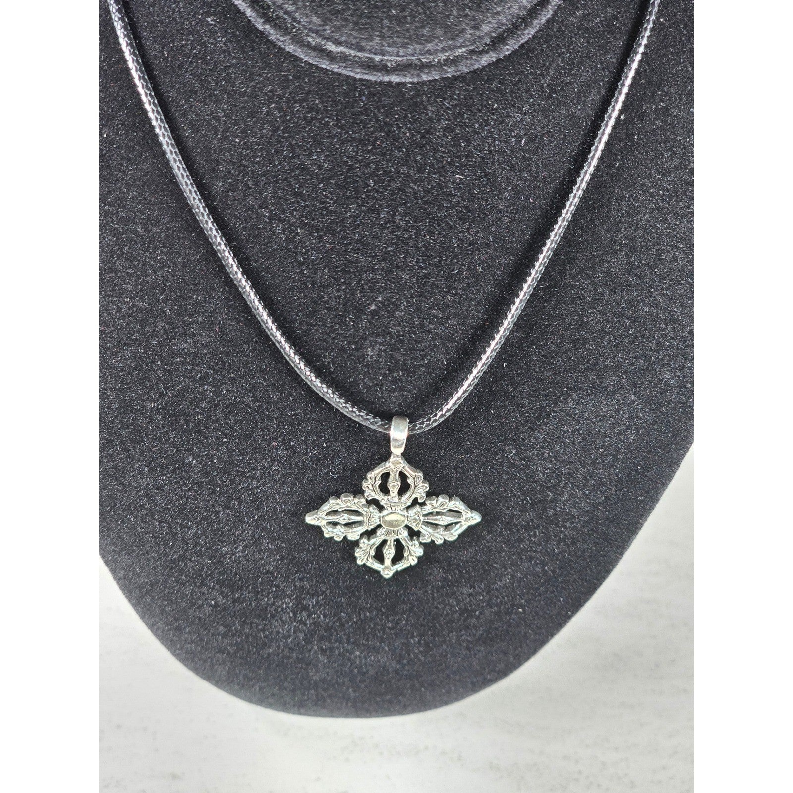 Vintage Sterling Silver Ornate Cross Necklace Pendant