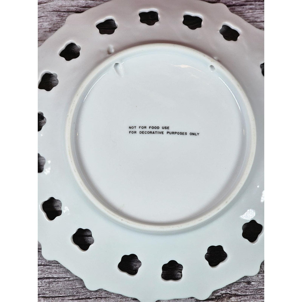 Vintage Lake George New York Souvenir Plate Gold Trim Pierced Rim 7 Inch