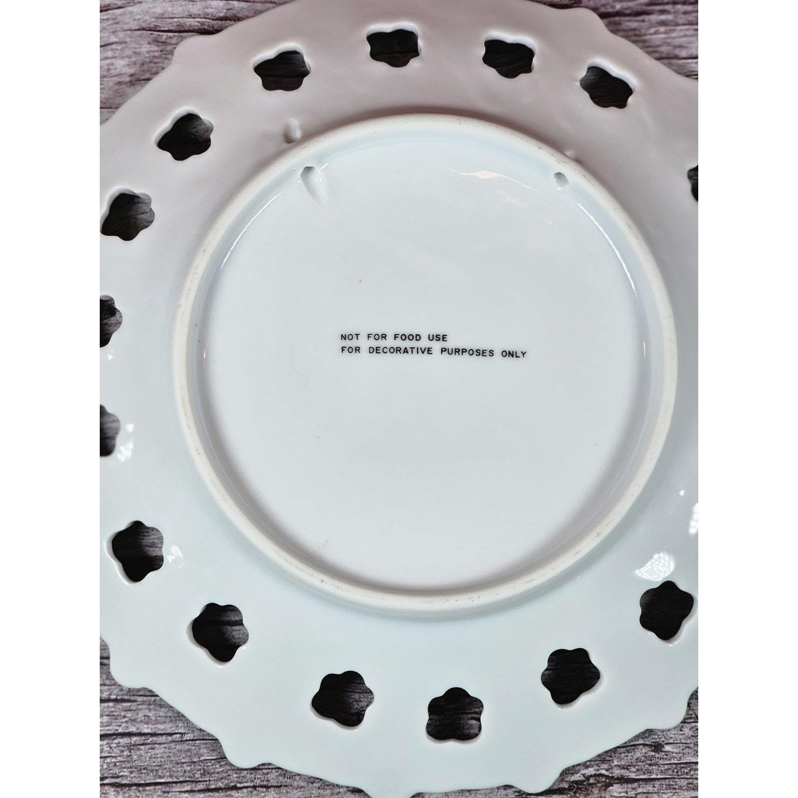 Vintage Lake George New York Souvenir Plate Gold Trim Pierced Rim 7 Inch