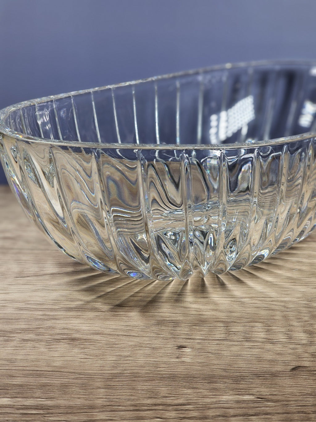 Vintage Cut Crystal Starburst Design Oval Candy Bowl