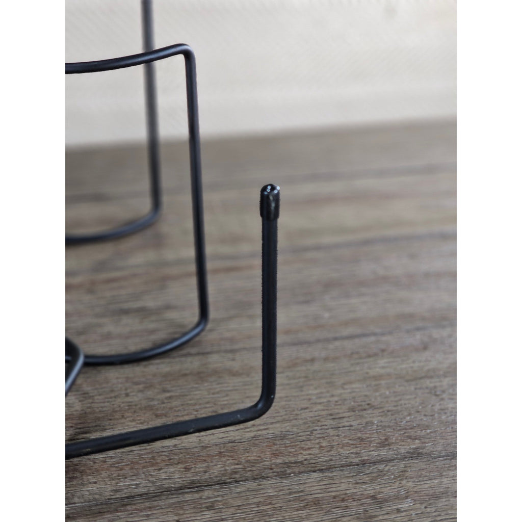 Modern Black Metal Wine Bottle Holder Tabletop Rack Holds 4 Bottles