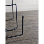 Modern Black Metal Wine Bottle Holder Tabletop Rack Holds 4 Bottles