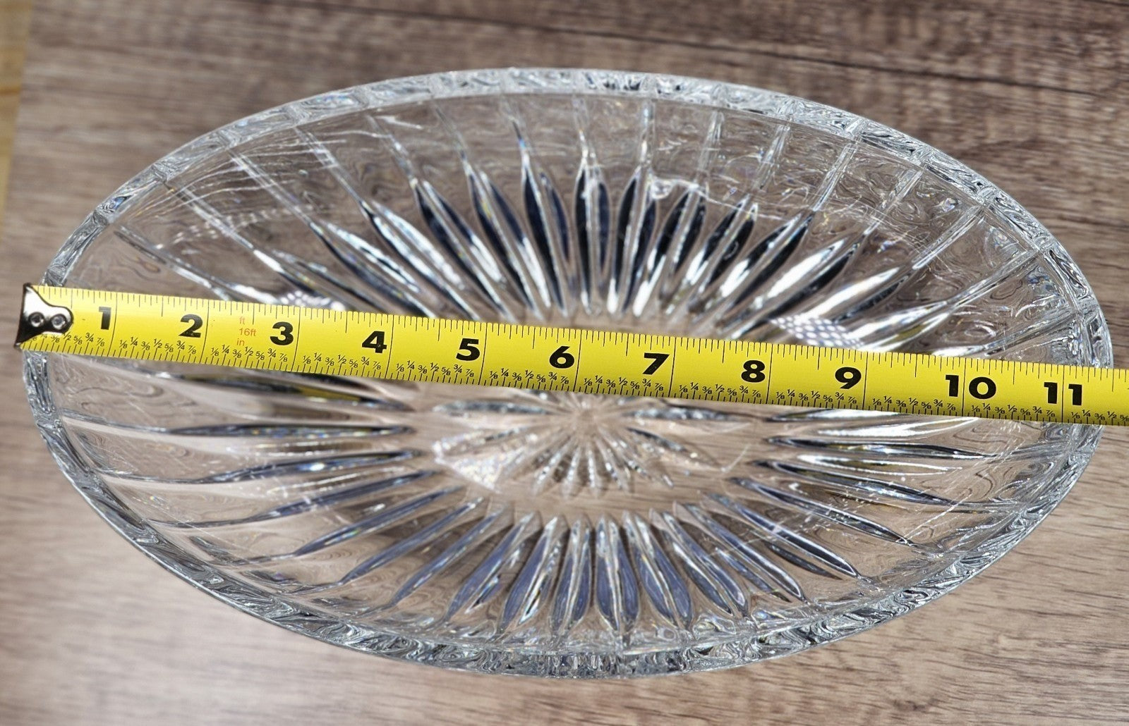 Vintage Cut Crystal Starburst Design Oval Candy Bowl