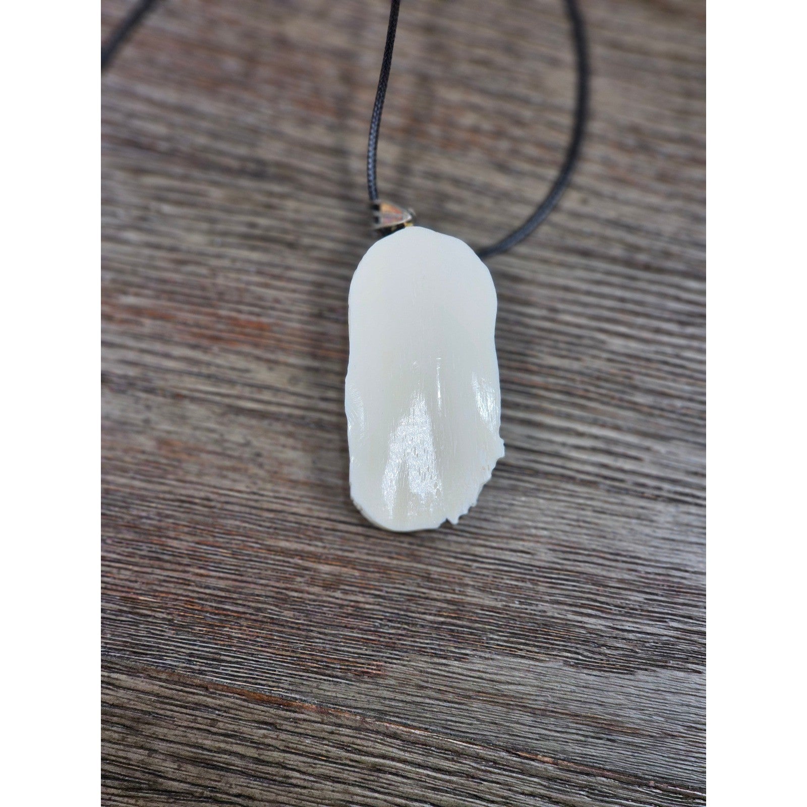 Vintage Buffalo Bone Carved Woman Pendant Necklace 2.5 x 1 Inch