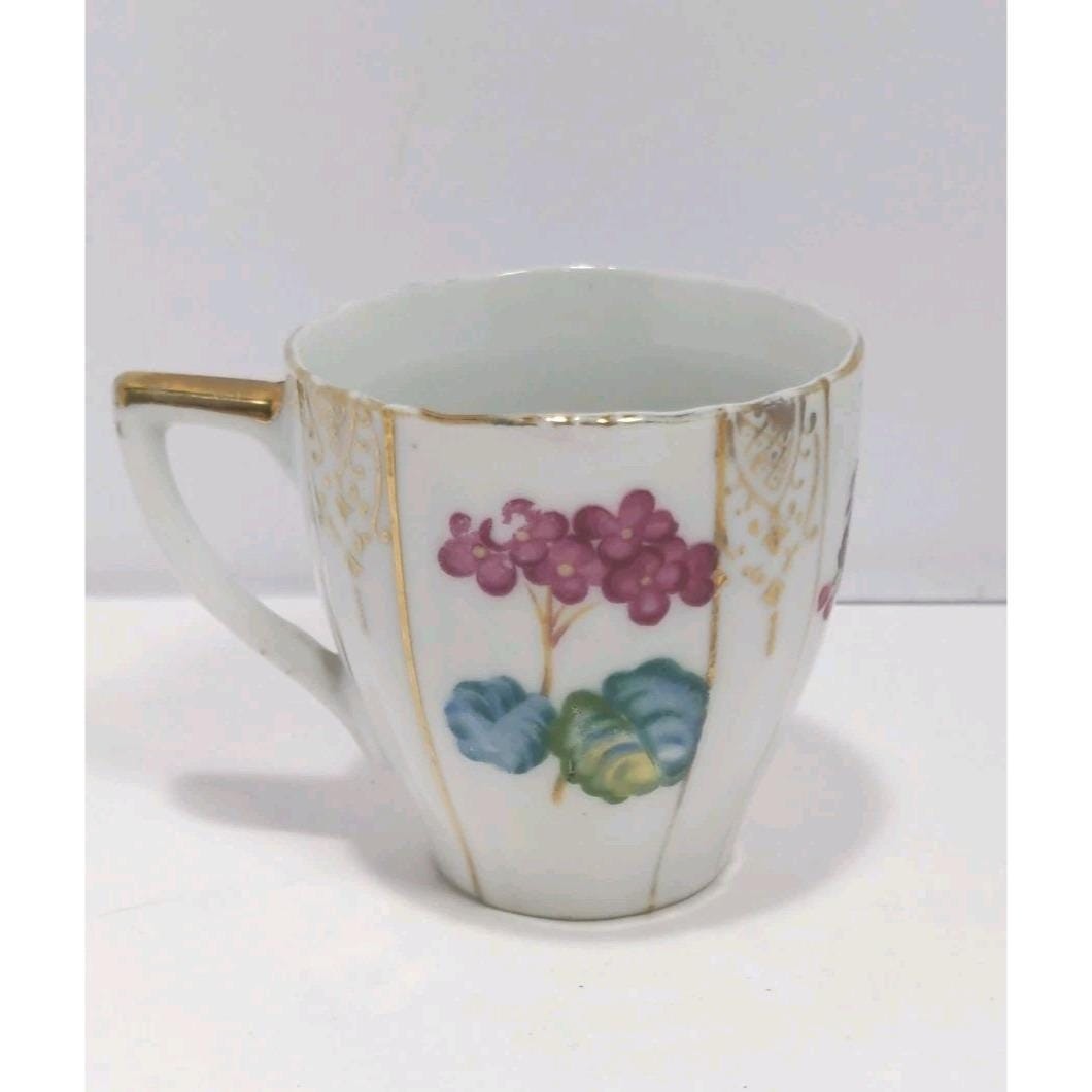 Ucagco Mini Tea Cup Occupied Japan Floral Gold Trim