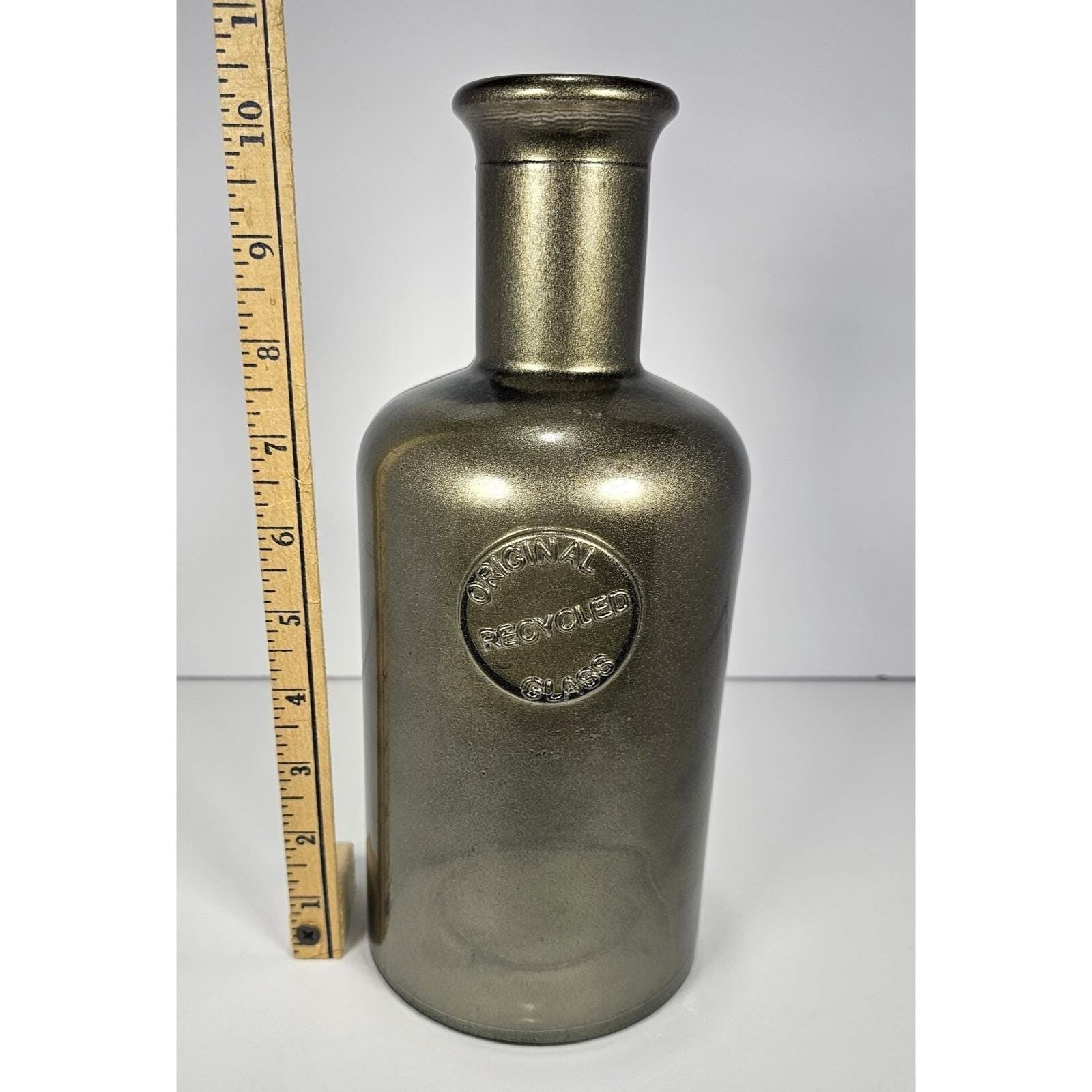 Vintage Recycled Glass Bottle Grey Spain Vase Decor