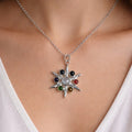 Vintage Sterling Silver Multistone Starburst Pendant .925 No Chain