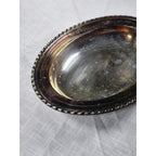 Vintage Silver Plated Oval Serving Dish Twisted Rope Edge 12x9
