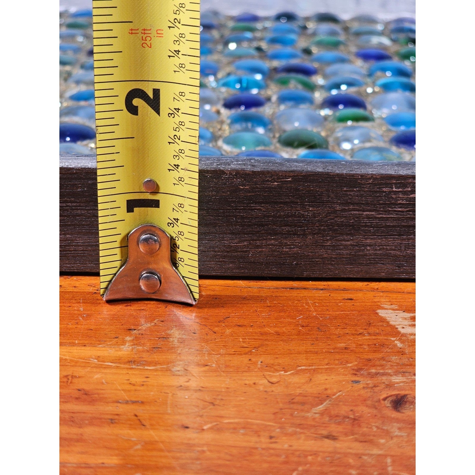 Handmade Glass Marble Mosaic Tray 9.5 Inch Vintage Decorative Display