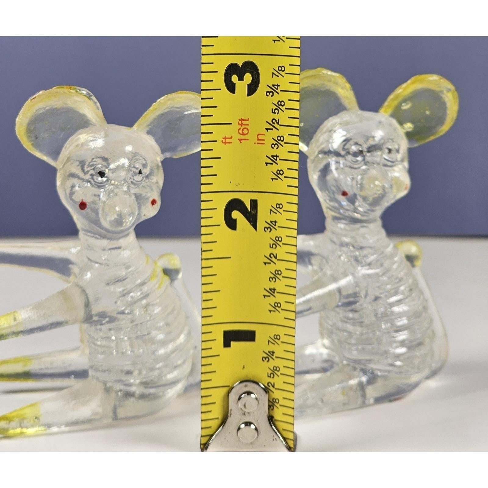 Vintage Lucite Mouse Figurines Clear Yellow Hong Kong