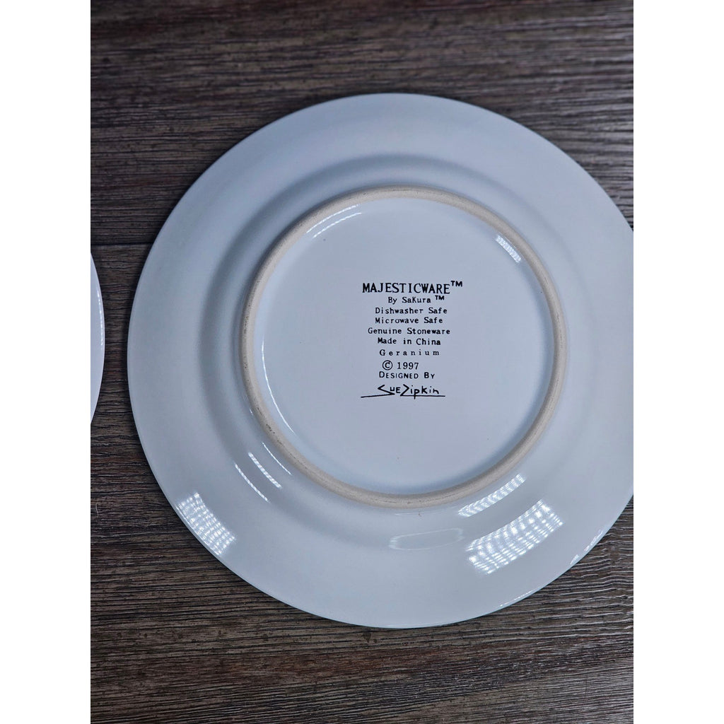 Vintage Majesticware Geranium Dessert Plates Set of 2 Sue Zipkin 8 Inch