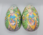Vintage Paper Mache Egg Rabbit with Wheelbarrow Full of Eggs