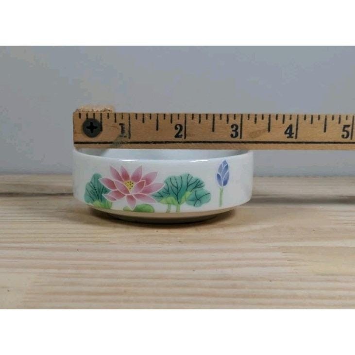 Vintage Otagiri Lotus Garden Bowls Set of 3 Japan Floral Mini Bowls 3"