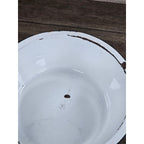 Vintage White Enamel Wash Basin Bowl Black Rim Rustic Farmhouse