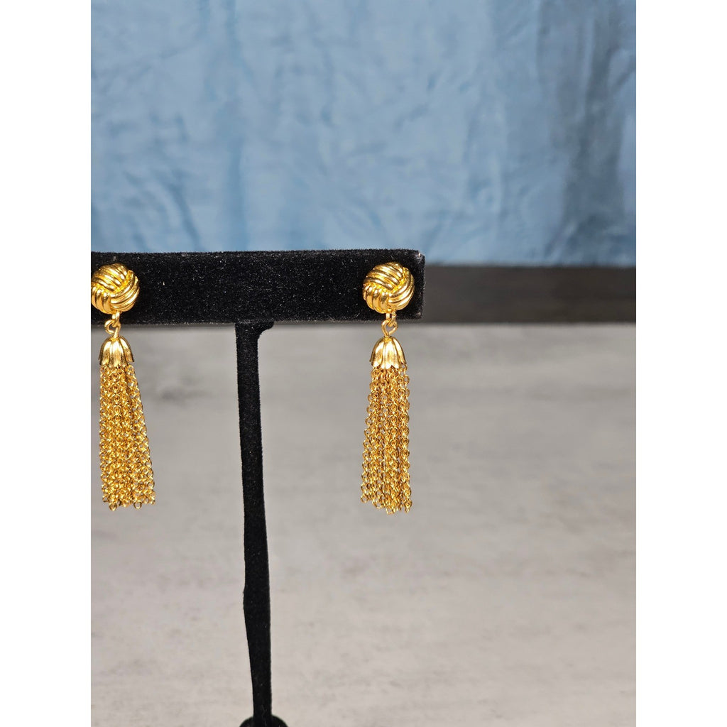 Vintage Gold Tone Tassel Drop Earrings
