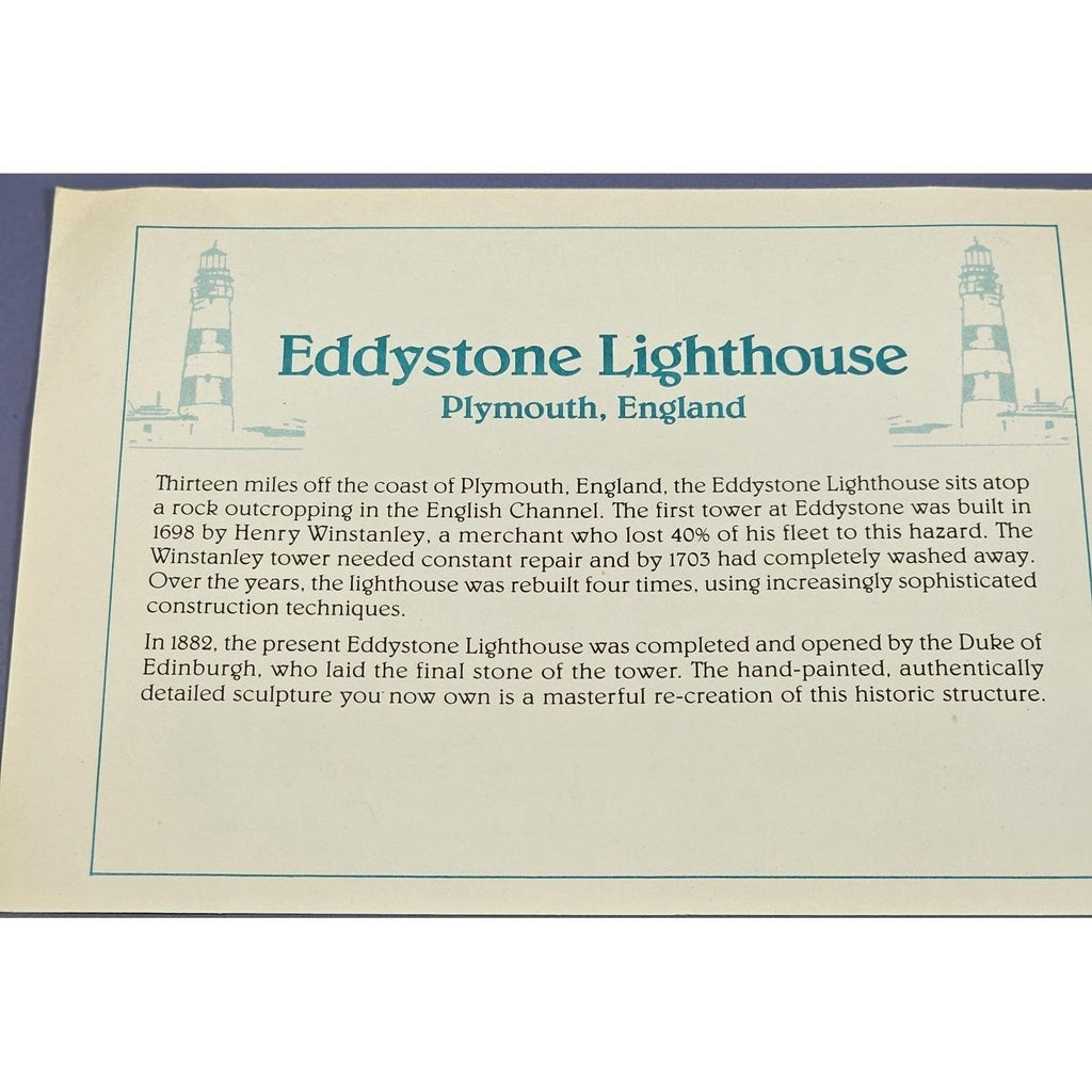 Danbury Mint Eddystone Lighthouse Figurine COA Maritime