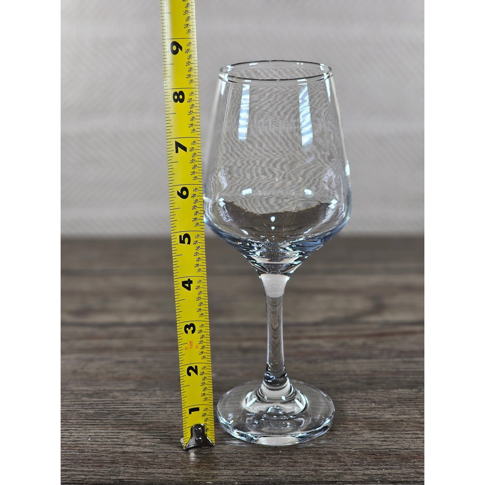 Vintage Clear Stemmed Wine Glass 8.5" Tall Classic Barware