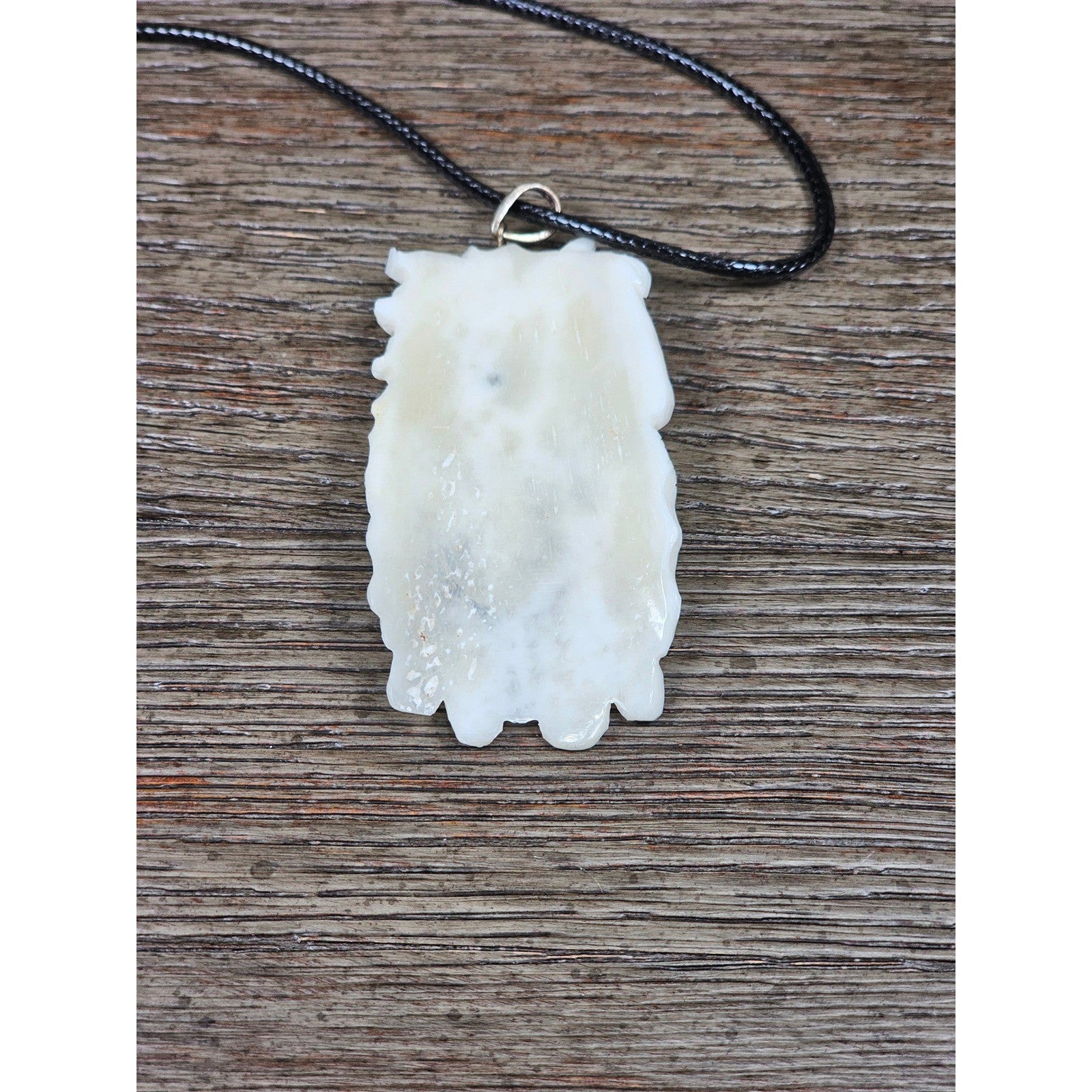 Vintage Buffalo Bone Carved Pendant Necklace Native Style 2.5 Inch