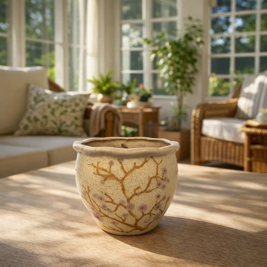 Vintage Small Vase with Cherry Blossom Design – Asian Floral Porcelain