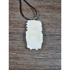 Carved Buffalo Bone Pendant Woman & Horse Motif 3x1 Inch Statement Necklace